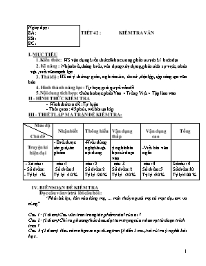 Đề kiểm tra giữa kỳ I môn Ngữ văn Lớp 8 - Năm học 2019-2020 - Hà Thị Nụ